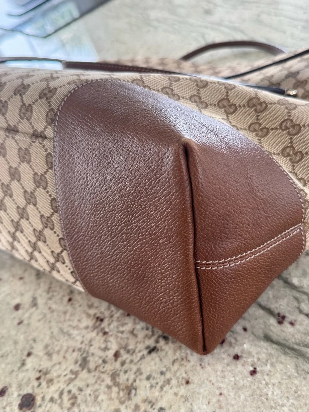 🔹 Gucci Beige GG Canvas Two Way Shoulder Bag Interlocking 100% Authentic